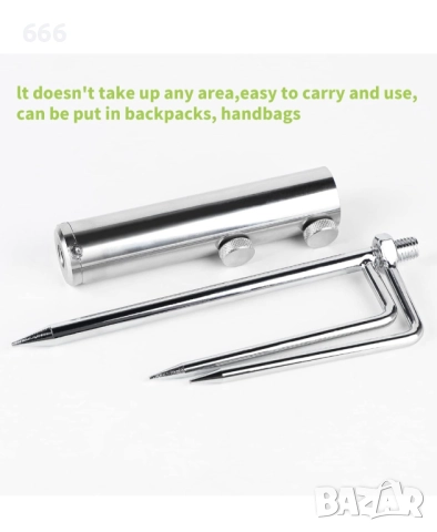 Метална стойка за плажни чадъри, Сребриста., снимка 2 - Други - 52876653