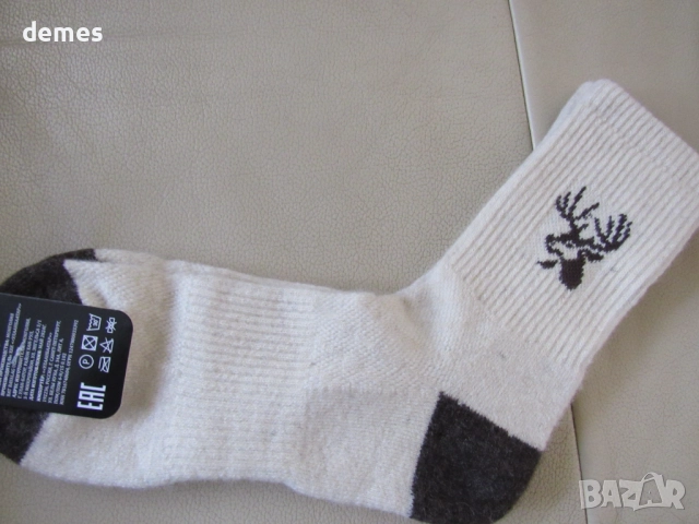Машинно плетени чорапи от органична 100 % вълна размер 40-42, снимка 2 - Мъжки чорапи - 52355314