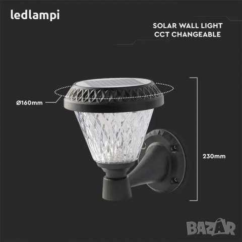 LED Соларен Градински Аплик RF Дистанционно CCT3в1, снимка 7 - Соларни лампи - 37265400