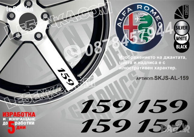 Alfa Romeo 159 надписи за спици