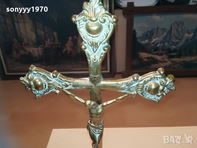 КРЪСТ-МЕД/МЕСИНГ-МАСИВЕН С ХРИСТОС-38Х20Х10СМ, снимка 5 - Колекции - 29066844