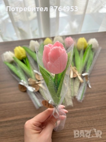 восъчни лалета соев восък натурални осми март подарък , снимка 3 - Подаръци за жени - 53531588
