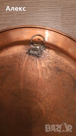 Османска Медна масивна, кована чиния– 452гр, снимка 5 - Антикварни и старинни предмети - 37065037
