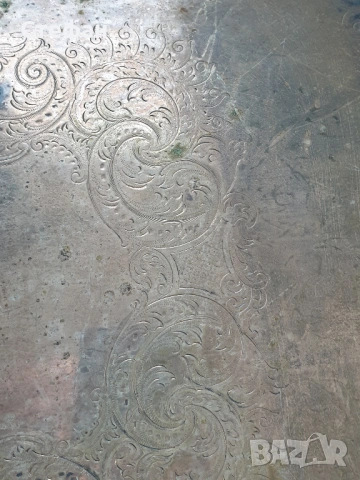 Масивен посребрен поднос, снимка 5 - Антикварни и старинни предмети - 53077528