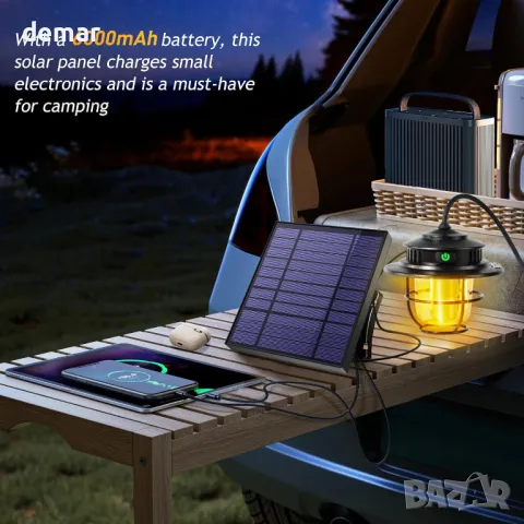 XRDZYXGS Лампа за къмпинг, акумулаторна 2000mAh 1000LM, водоустойчива с 6000mAh соларен панел, снимка 4 - Къмпинг осветление - 47432967