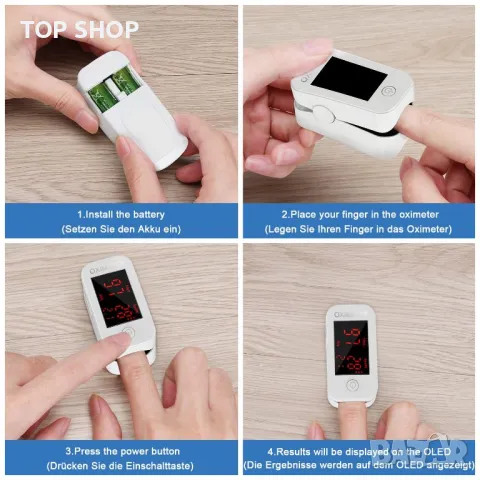 Пръстов пулсов оксиметър с LED дисплей Монитор на сърдечната честота, снимка 4 - Друга електроника - 48927670