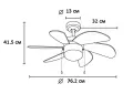 Вентилатор за таван Marea W-V000003 76см с Led осветление Полилей Таванен вентилатор лампа, снимка 4