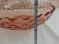 антикварна купа  фруктиера цветно розово стъкло, снимка 4