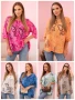 Дамска памучна блуза с навити ръкави и пейсли мотив, 8цвята , снимка 1