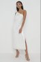 Pretty Lavish дълга рокля с пайети, сребрист/бяла, едно рамо, р-р S, снимка 1 - Рокли - 43857189