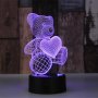 Холограмна LED лампа CREATIVE 3D Мече със сърце, снимка 1 - Други - 38094372