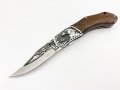Руски сгъваем джобен нож с калъф АКУЛА ,сталь 65х13, снимка 1