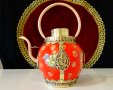 Чайник,кана Тибет от порцелан,мед и месинг. , снимка 1 - Антикварни и старинни предмети - 37512660