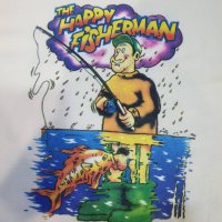 Нова мъжка забавна тениска с трансферен печат HAPPY FISHERMAN (Щастливия Рибар), снимка 3 - Тениски - 28296202
