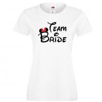 Дамска тениска за моминско парти ОТБОР БУЛКА Team Bride Disney 01, снимка 1 - Тениски - 33018502