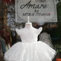 Бяла рокля с пайети , снимка 1 - Детски рокли и поли - 43197037