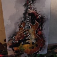 Gibson Les Paul акварел-метална табела(плакет), снимка 4 - Китари - 43070002