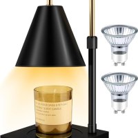 Електрическа нагревателна лампа за свещи с таймер и дървена основа, черно, снимка 1 - Настолни лампи - 43938791