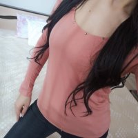 Розова блузка с дантелен гръб, S размер, снимка 1 - Блузи с дълъг ръкав и пуловери - 27865149