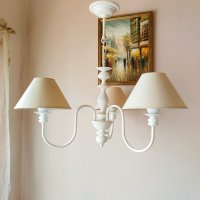 Изчистен модерен бял полилей,класическо осветление хол,всекидневна,трапезария,спалня,лампа шаби шик, снимка 7 - Лампи за таван - 26634661