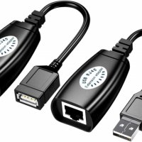 Преходник удължител USB през лан кабел Digital One SP00526 до 40-50м дистанция PC с USB устройства, снимка 1 - Кабели и адаптери - 38098830