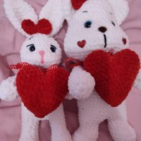 Плюшена играчка, ръчно изработена, плетена, подарък за Свети Валентин , снимка 4 - Декорация за дома - 43975999