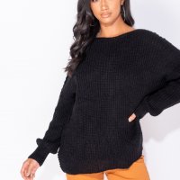 Пуловер с ефектен възел - черен, снимка 6 - Блузи с дълъг ръкав и пуловери - 27433426