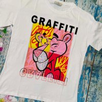 2 цвята дамски памучни тениски Oversize широк модел Pink panther, снимка 6 - Тениски - 39867106