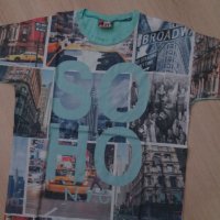 Тениска в цвят аква и щампа Сохо за ръст 140см , снимка 2 - Детски тениски и потници - 28490240