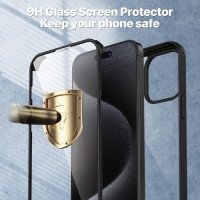 Нов Калъф за iPhone 15 Pro Вграден стъклен протектор за екран и обектив, снимка 3 - Калъфи, кейсове - 43103538