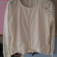 Блуза екрю дантела H&M, снимка 1 - Блузи с дълъг ръкав и пуловери - 34805343