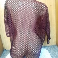 Прозрачна бордо блуза на дупки ХЛ, снимка 2 - Тениски - 32842628