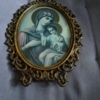 Икона на Дева Мария с младенеца от Чекотоинският манастир в Калугерово от соца осветена 222х155мм , снимка 2 - Икони - 39349433