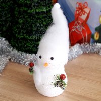 Коледна украса снежен човек с дълга пухена шапка коледни играчки, снимка 6 - Декорация за дома - 26796938