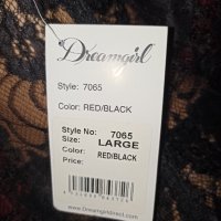 Dream girl L-Нова  с етикет пижама от червен сатен и дантела в черно , снимка 10 - Пижами - 38721451