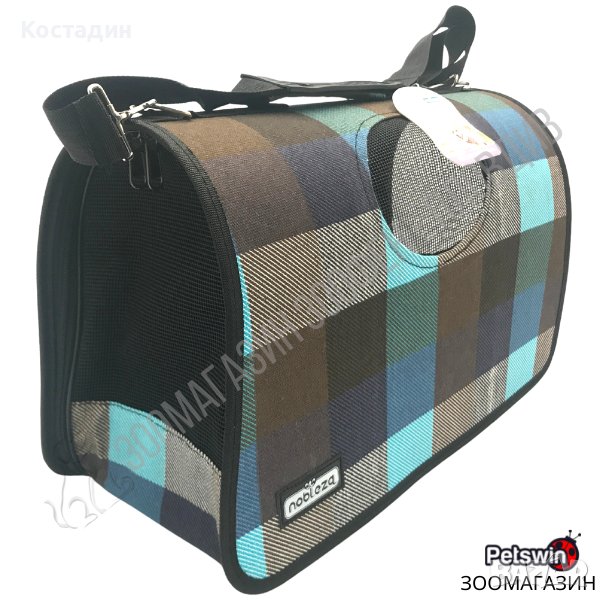 Транспортна чанта за Куче/Коте - M размер - 45/19.5/26см - Шарено каре, снимка 1