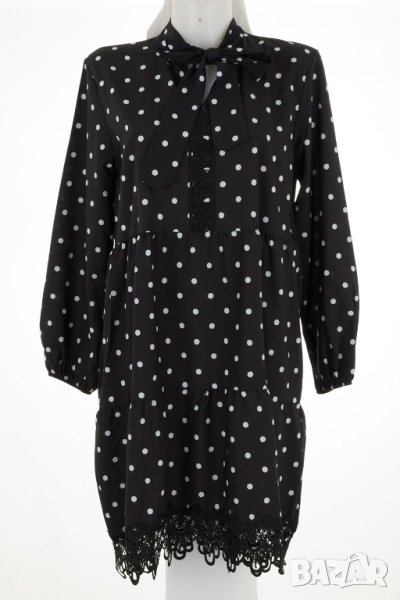 Черна рокля на бели точки Rylko by Agnes & Paul - M, снимка 1