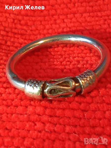 СТАР СРЕБЪРЕН ПРЪСТЕН с ОРНАМЕНТ Тип КРАЛСКА ПЛЕТКА АРТ ДЕКО БИЖУ ВИСОКА ПРОБА СРЕБРО АНГЛИЯ 25259, снимка 1