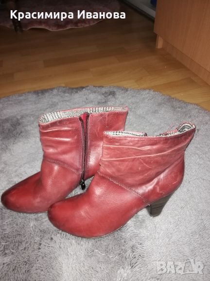 Дамски боти естествена кожа 36 номер Бордо на Tamaris, снимка 1