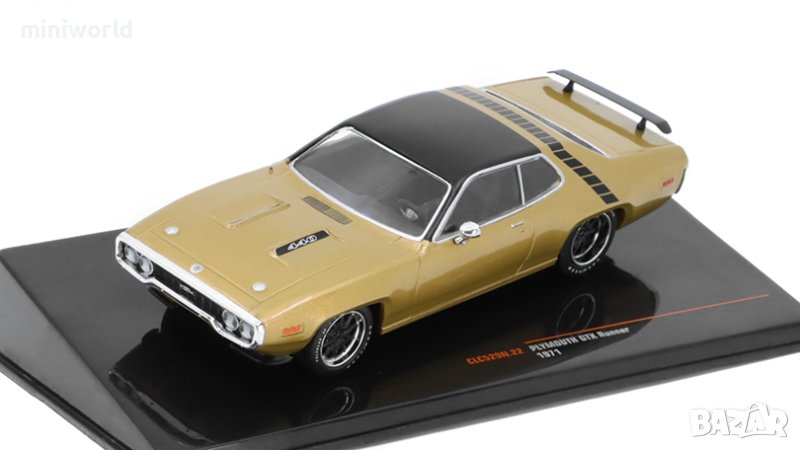 Plymouth GTX Runner 1971 - мащаб 1:43 на IXO моделът е нов в PVC дисплей-кейс, снимка 1