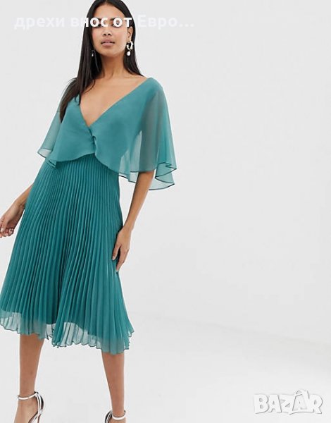 ASOS DESIGN елегантна плисирана зелена рокля , снимка 1