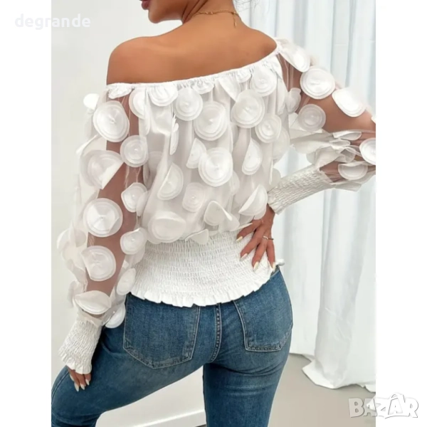Ефектна дамска бяла блуза, снимка 1