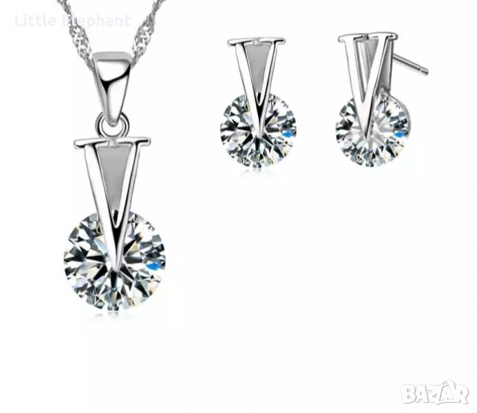 Сребърно колие с ланче,бранд,white/Сребърни обеци,бранд,white/нови, снимка 1