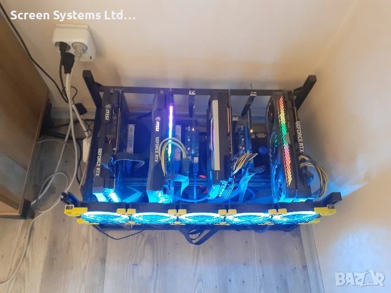 Продава се RIG с 4 x RTX3090 ( EVGA, ASUS, 2xMSI ) настроен за решаване на BITCOIN пъзел N71, снимка 1