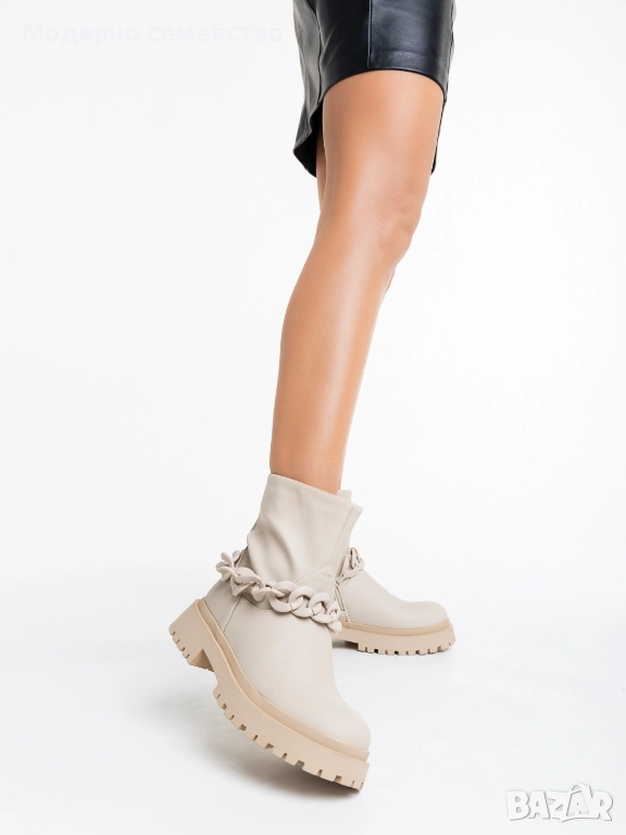 Стилни дамски боти в бежево ПРОМОЦИЯ , снимка 1