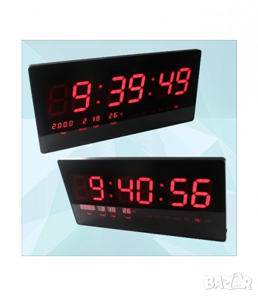 Настолен часовник с Влагомер, Термометър, Календар, голям LCD дисплей - 4622, снимка 1