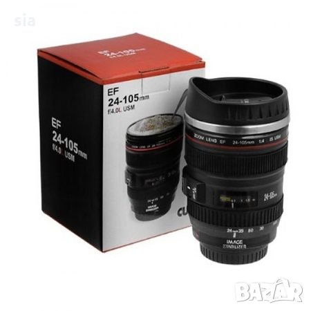 Чаша Обектив за фотографи , 350 мл, Черна, снимка 1