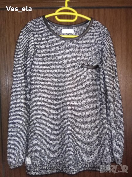 страхотна плътна блуза с джобче черно и бяло Calvin Klein, снимка 1