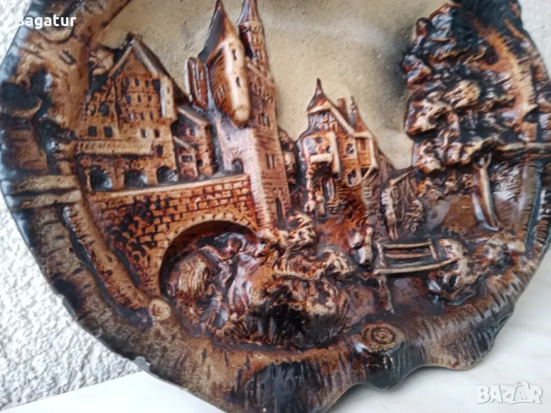 Стенен панел,глинено пано, изглед град,барелеф, снимка 1
