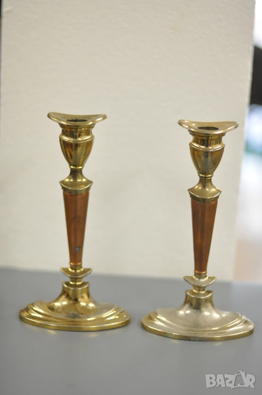 2 броя месингови свещника, снимка 1